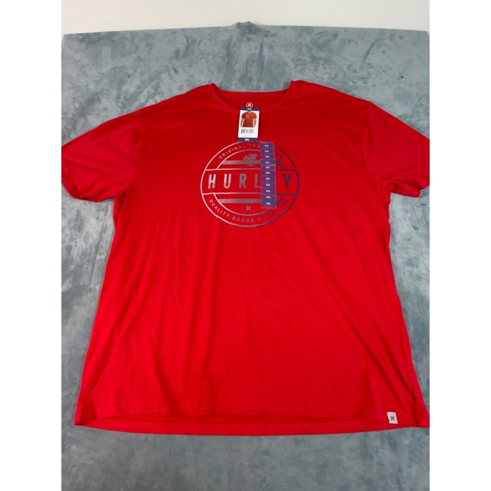 Hurley Mens XXL Graphic T-Shirt Track Red Cotton Short Sleeve HMS22-02961 NEW